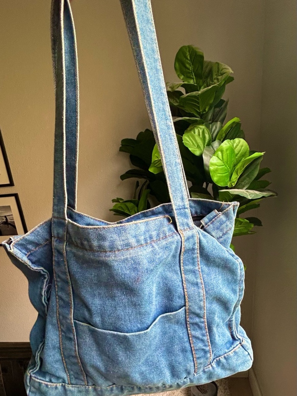 Slouchy Denim Zip Up Tote